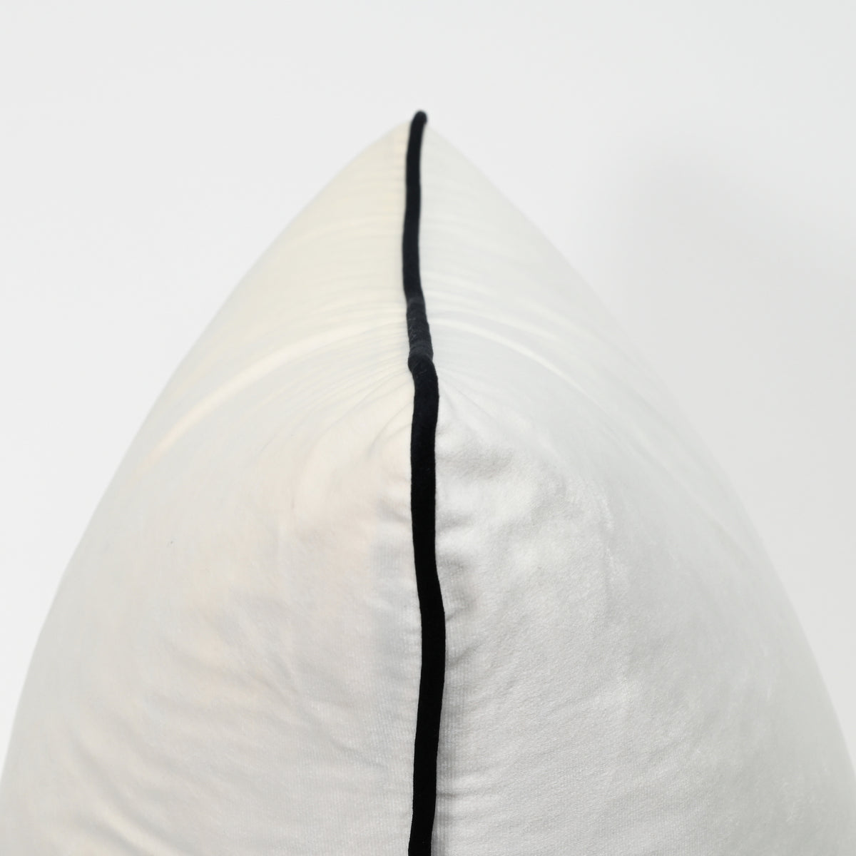 Ivory - Velvet Cushion ( Black Piping ) - 55 X 55