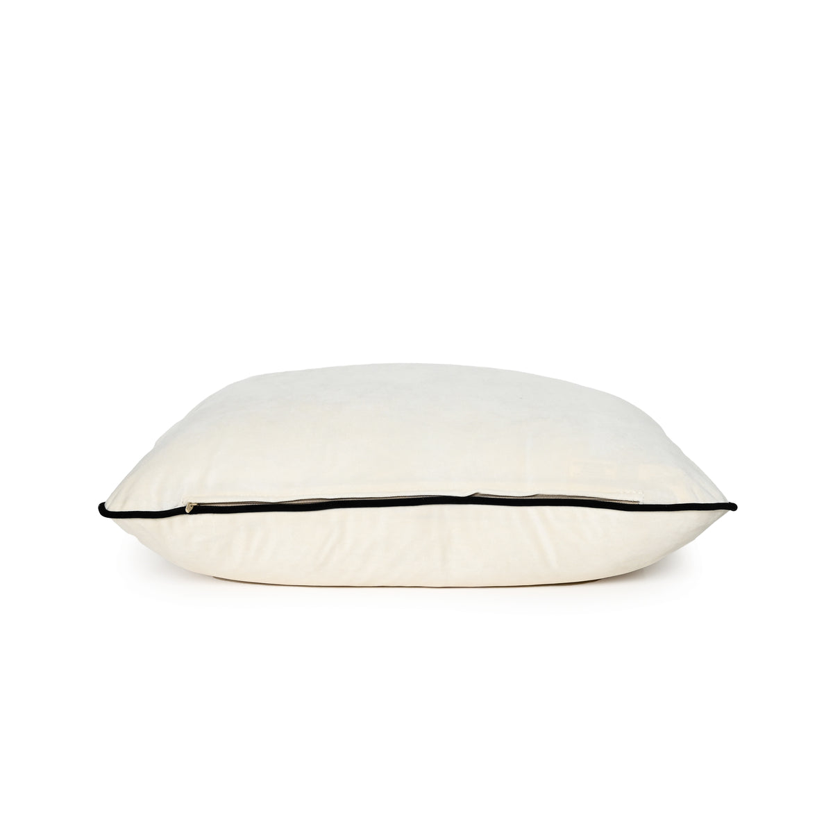 Ivory - Velvet Cushion ( Black Piping ) - 40 x 60