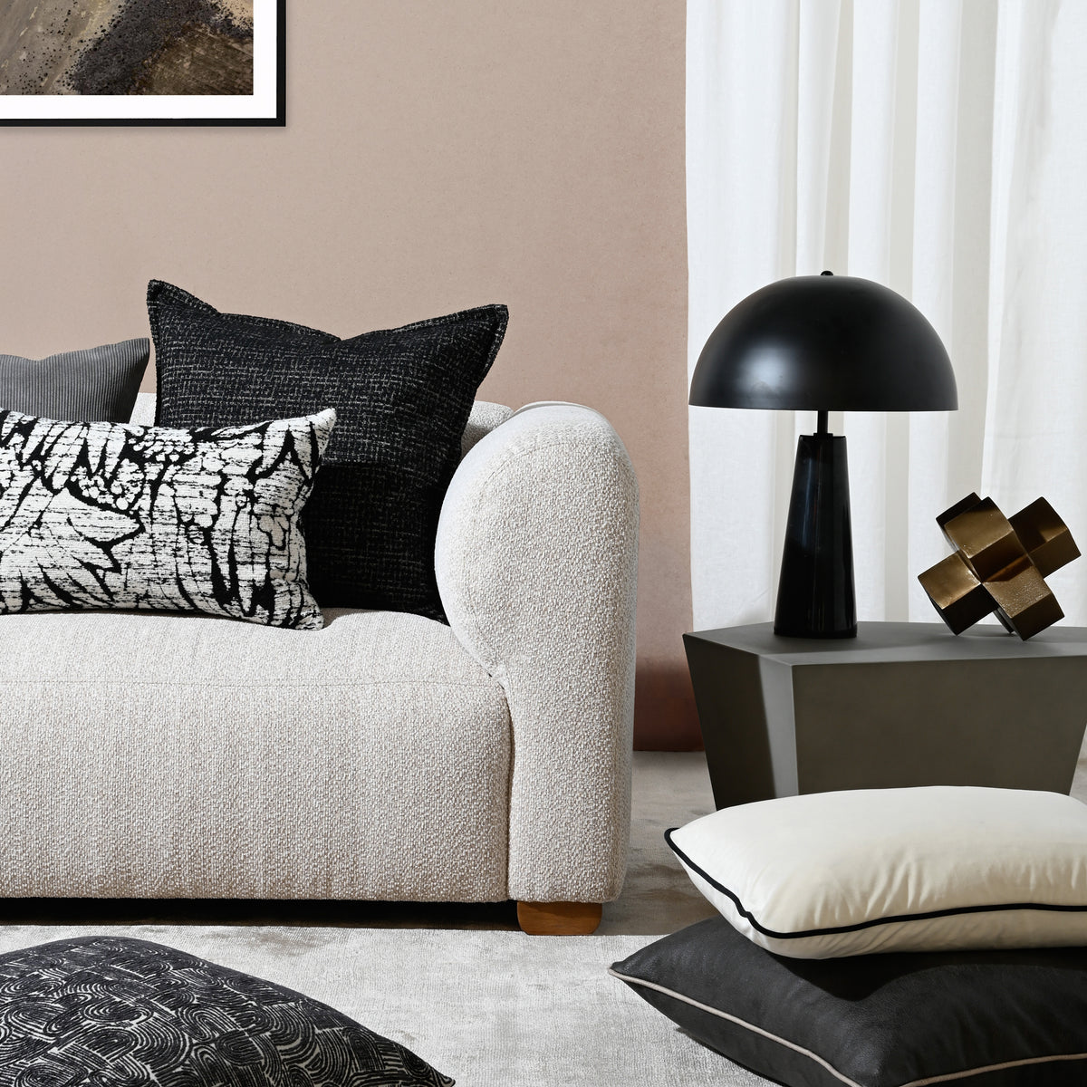 Black Palm - Fabric Cushion - 55 X 55