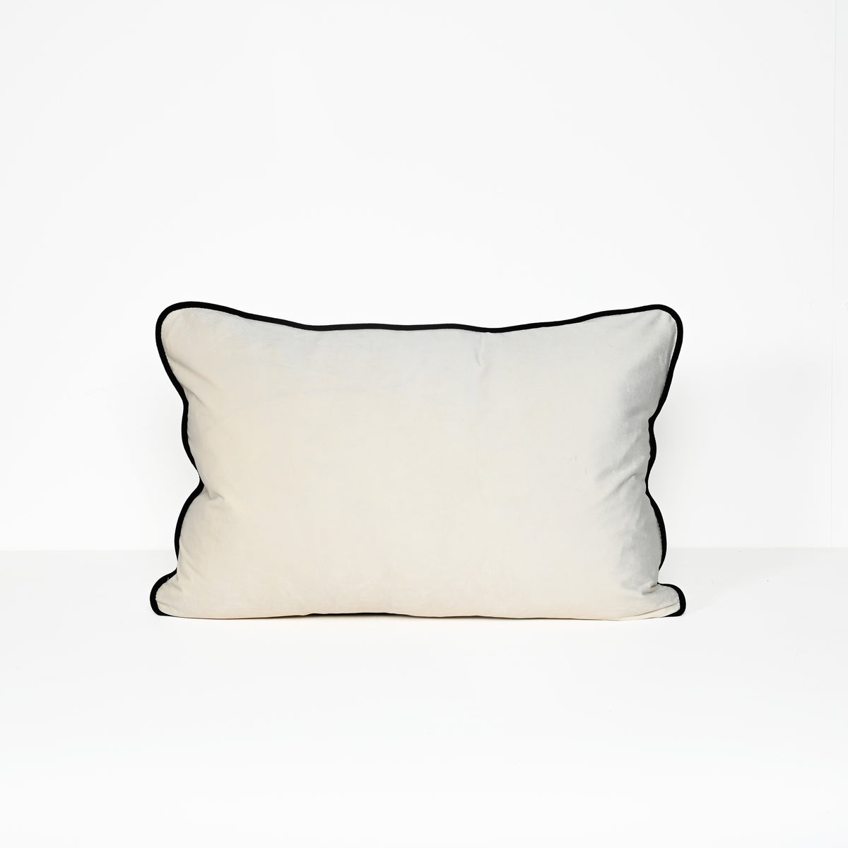 Ivory - Velvet Cushion ( Black Piping ) - 40 x 60